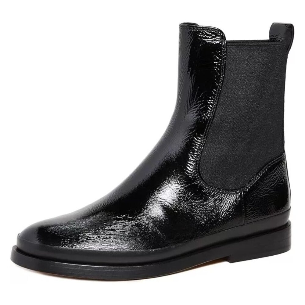 Vince Black Patent Leather Chelsea Ankle Boots